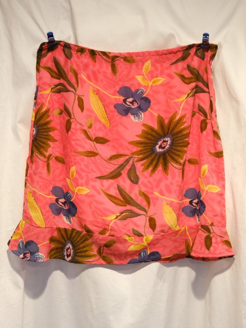 Vintage 90s Details Pink Floral Ruffle Hem Skirt | Size 2X